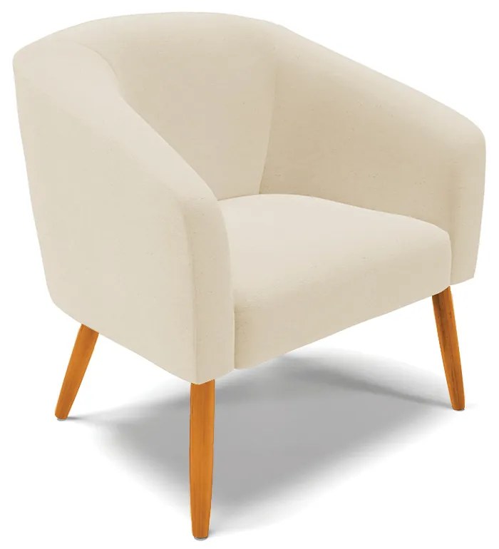 Poltrona Decorativa Pé Palito Castanho kit 2 Stella Linho D03 - D'Rossi - A19 Grosso Bege
