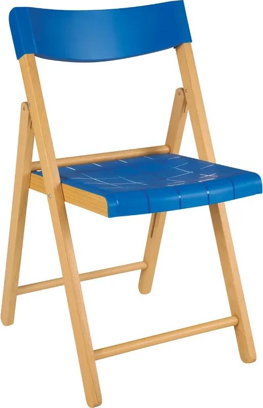 Cadeira Potenza de Madeira Tauarí Evernizada/Azul - Tramontina