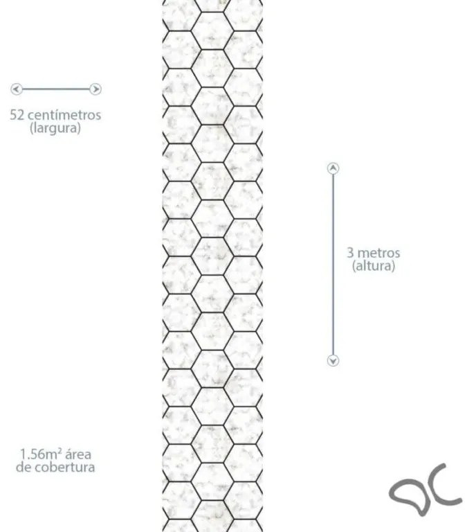 Papel de Parede Hexágono Mármore Lavável