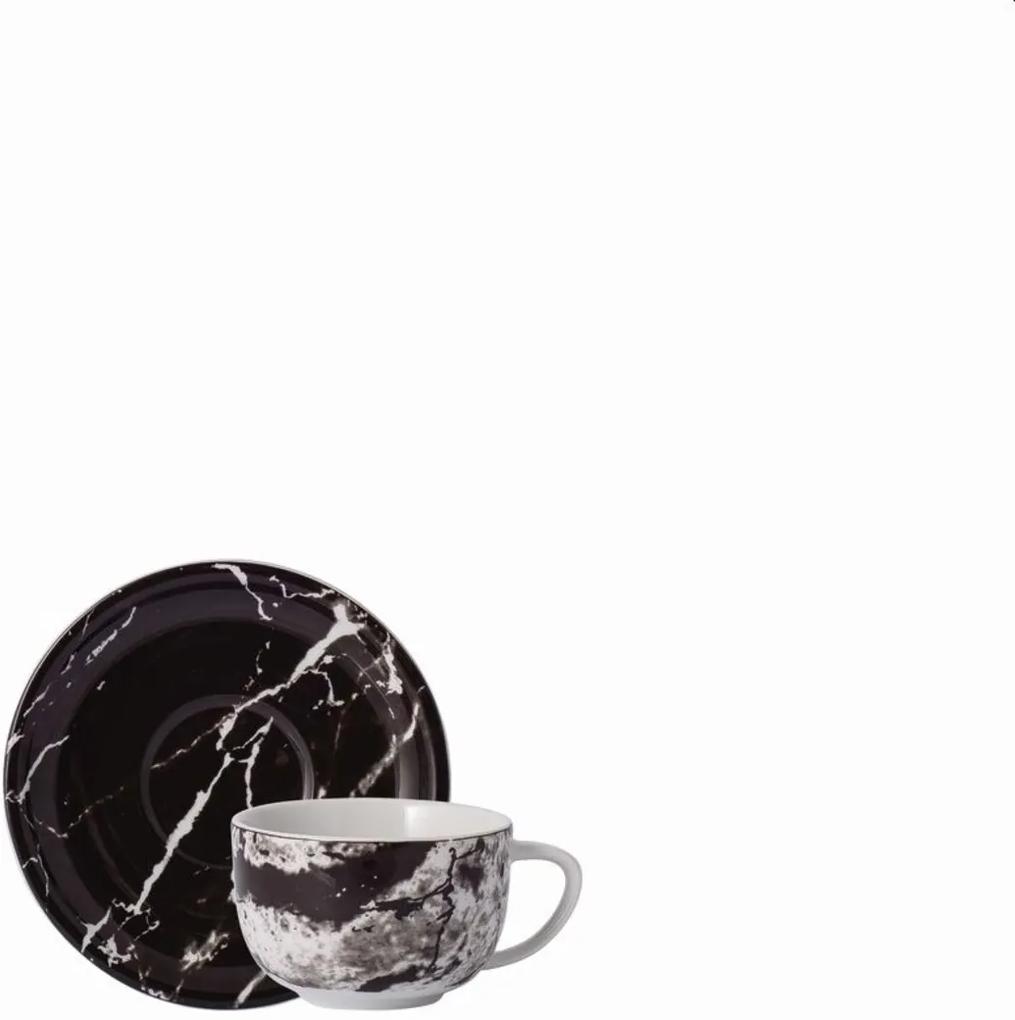 Xícara Café com Pires 100 ml Porcelana Schmidt - Dec. Ônix Negro