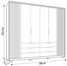 Guarda Roupa Casal 6 Portas Martin C01 Havana/Off White - Mpozenato