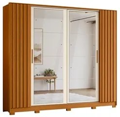 Guarda Roupa Casal 4 Portas 8 Espelhos Jacarandá Flex Cinamomo/Off Whi