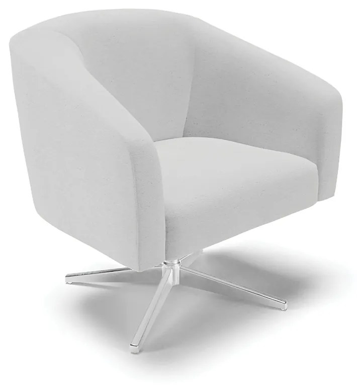 Poltrona Decorativa Giratória Cromada Kit 2 Stella Linho D03 - D'Rossi - A05 Cinza
