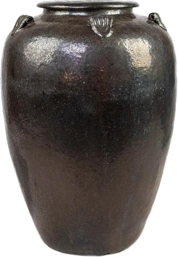 Vaso Vietnamita Cerâmica Importado Temple Jar Pequeno Grafite D47cm x A65cm