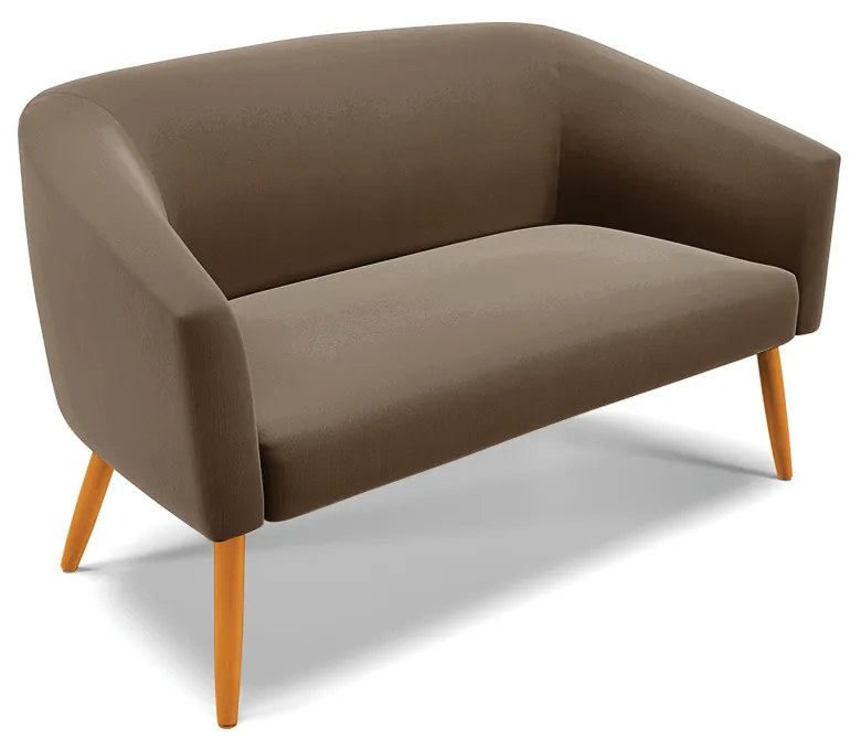Sofá Namoradeira e Poltrona Pé Palito Castanho Stella Suede Marrom D03 - D'Rossi
