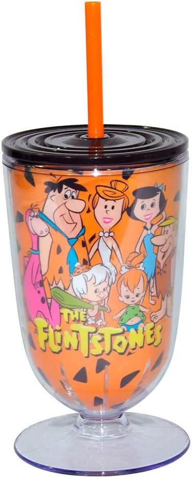 Taça Hanna Barbera Flintstones Happy Family Laranja em Acrílico