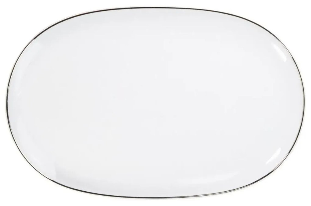 Travessa Rasa Oval 36 Cm Porcelana Schmidt - Dec. Filetado Prata Itamaraty 0012