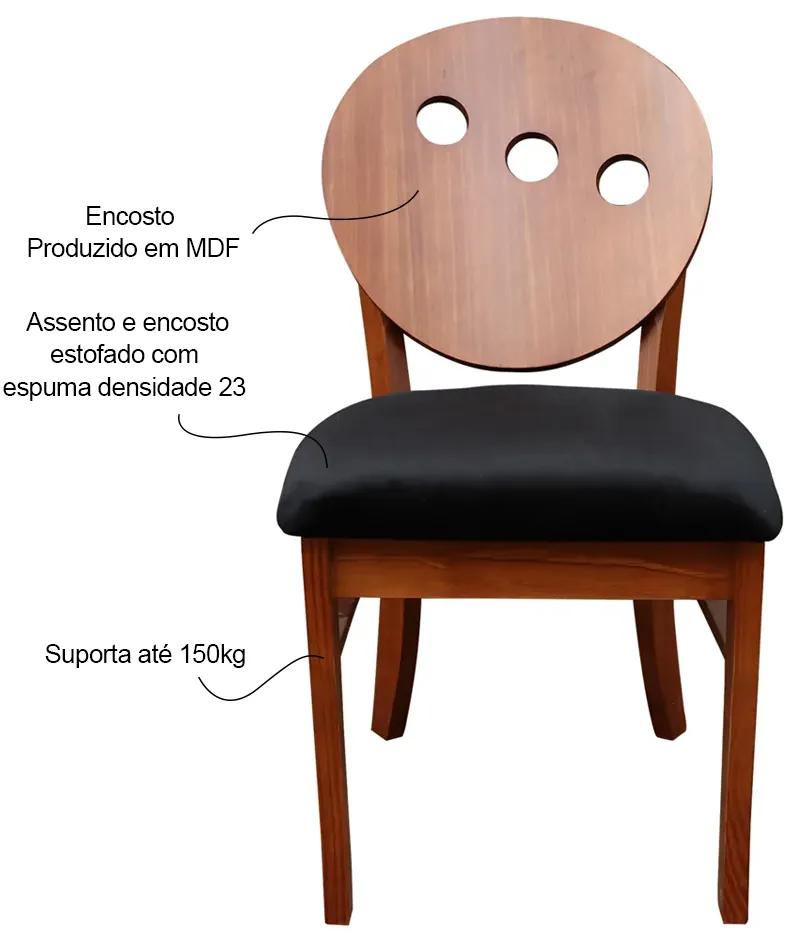 Cadeira Decorativa Sala de Jantar Teseu Madeira Maciça Poliéster Preto/Imbuia G42 - Gran Belo
