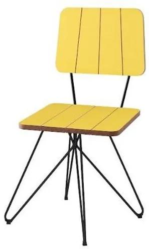 Cadeira Costinha Amarela Base Estrela Preta 80cm - 62077 - Sun House
