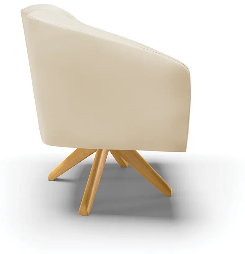 Poltrona Decorativa Giratória MA30 Stella Sintético D03 - D'Rossi - Bege