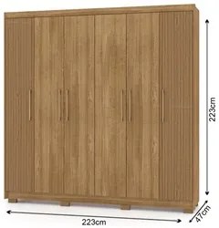 Guarda Roupa Casal 6 Portas 6 Gavetas 223cm Luko V02 Nature/Brisa - Mp