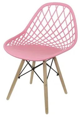 Cadeira Boom Polipropileno Rosa com Base Madeira - 74368 Sun House