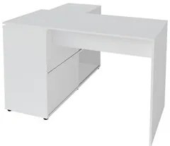 Mesa Escrivaninha em L Link e Estante Livreiro 90x187cm Lean A06 Branc