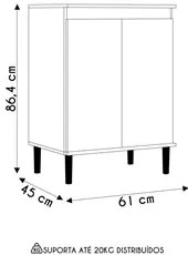 Balcão de Cozinha com Tampo 2 Portas 61cm Italy Branco - EJ Móveis