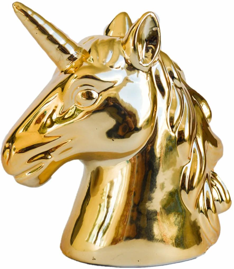Cofre Busto Unicornio Cromado Dourado DecoraçÁo