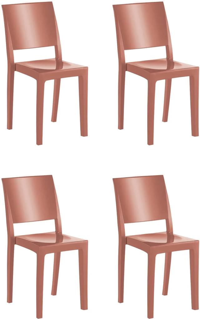 4 Cadeiras Hydra Plus Terracota Solido De Plástico UZ Kappesberg Marrom