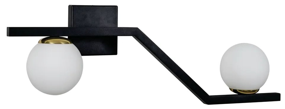 Arandela Zig 57X22X15Cm 2Xg9 / Globo Ø12Cm | Usina 16833/2 (AZO-F / CB-V - Azul Oceano Fosco / Cobre Brilho Escovado, AMBAR)