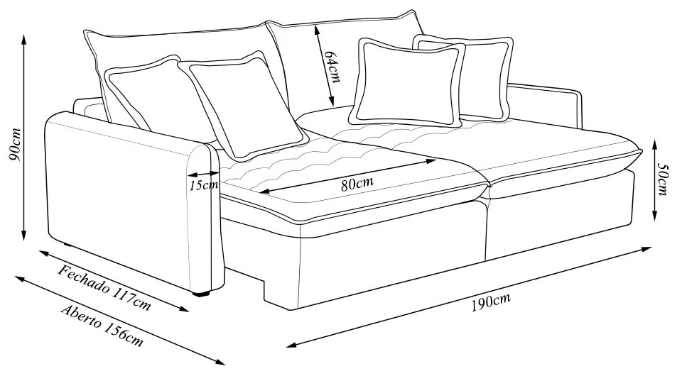 Sofá Cama Sala de Estar 190cm Reclinável Retrátil com Almofadas Caixa Zero Sydney Veludo Bege G93 - Gran Belo