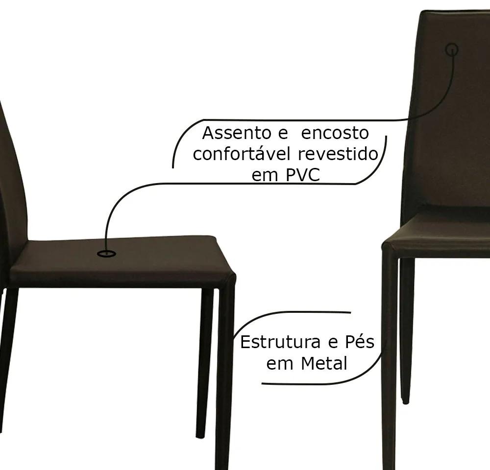 Cadeira Decorativa Sala e Cozinha Karma PVC Marrom G56 - Gran Belo