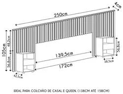 Cabeceira Cama Box Casal e Queen e Mesa Lateral Lyce D04 Freijó/Off Wh