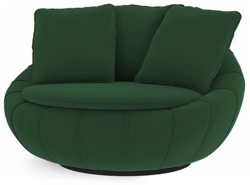 Poltrona Decorativa Redonda Giratória Glória Veludo Verde - Sheep Estofados - Verde escuro