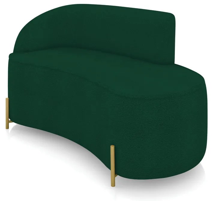 Sofá 2 Lugares Orgânico 140cm Pé Dourado Morgan Bouclê D03 - D'Rossi - Verde