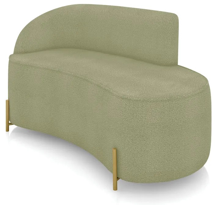Sofá 2 Lugares Orgânico 140cm Pé Dourado Morgan Bouclê D03 - D'Rossi - Verde Pistache