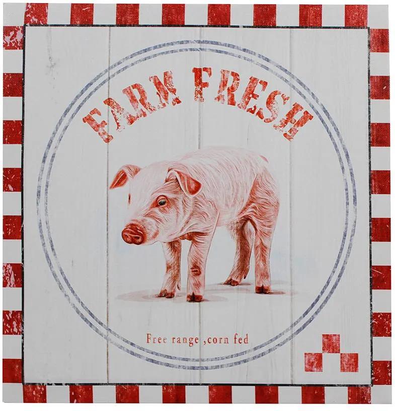Tela Impressa Farm Fresh Pig Oldway - 28x28x4 cm