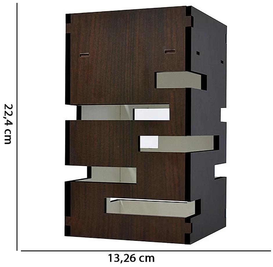 Lustre Pêndulo de Teto em MDF Laminado Tabaco Vazado 22,4x13,26 cm - D'Rossi