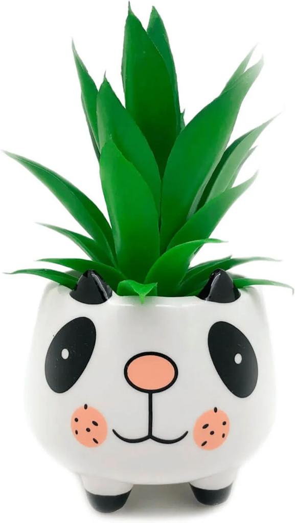 Vaso Cachepô em Cerâmica Panda - Branco Pequeno MD3