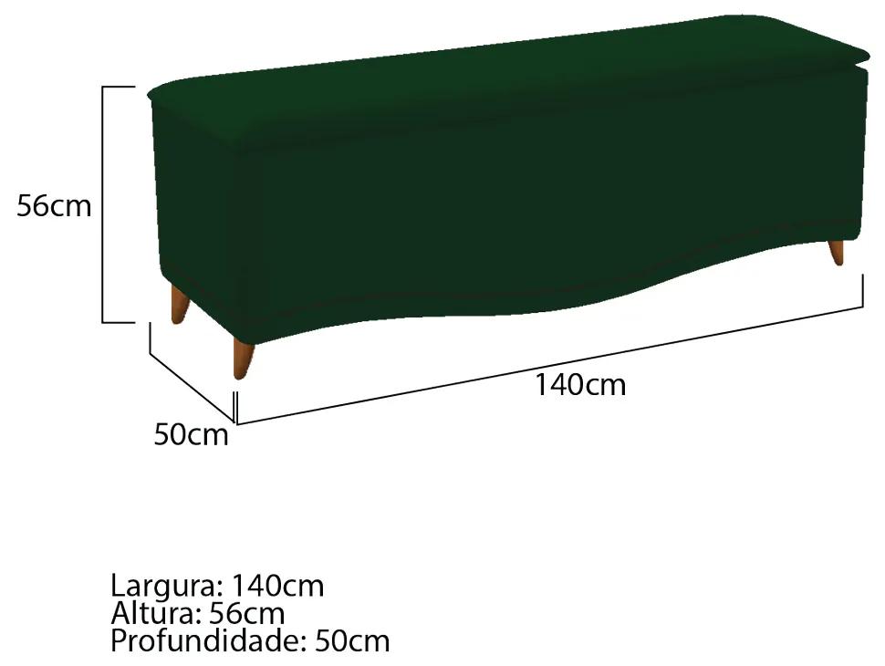 Calçadeira Estofada Yasmim 140 cm Casal Suede Verde - ADJ Decor