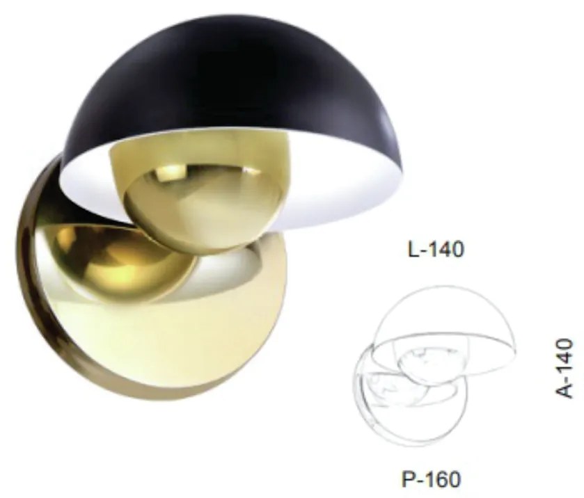 Arandela Cúpula Indireta 14X14X16Cm Led 5,5W 2700K Metal |Old Artisan... (DOURADO FOSCO / DOURADO BRILHO, 220V)