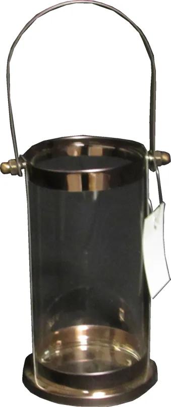 Lanterna Decorativa em Vidro e Alumínio 18 cm x 9 cm