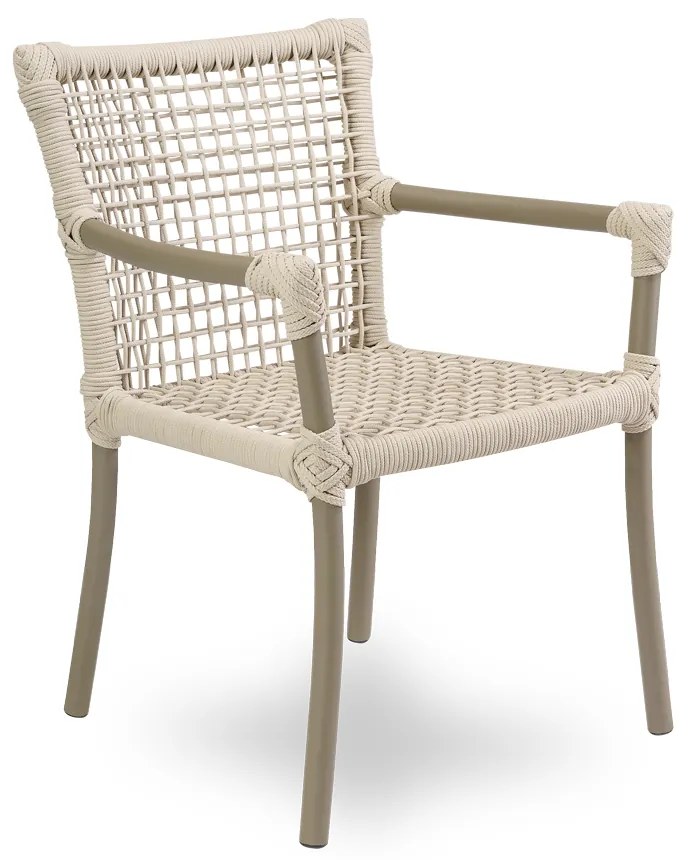 Cadeira com Braço Dora Área Externa Trama Corda Náutica Estrutura Alumínio Eco Friendly Design Scaburi