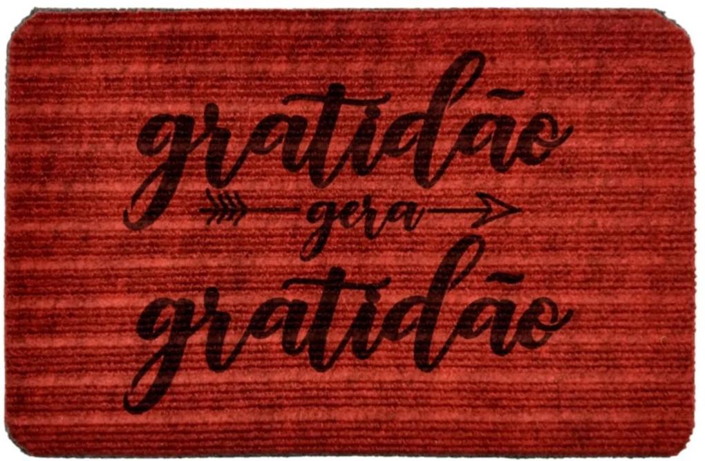 Capacho Carpet Gratidão gera Gratidão Vermelho Único Love Decor