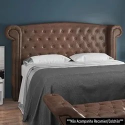 Cabeceira Cama Box King 195cm Provença P02 Sintético Marrom - Mpozenat