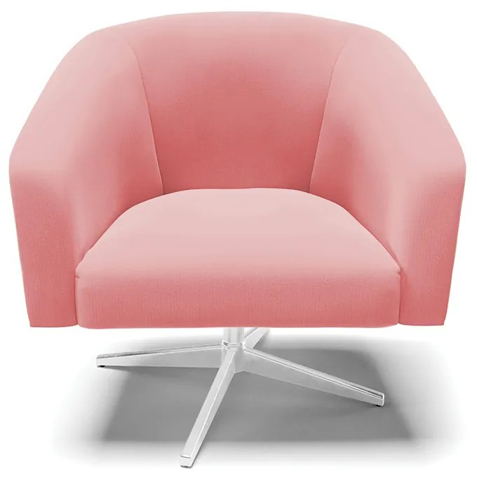 Poltrona Decorativa Giratória Cromada Stella Suede D03 - D'Rossi - Rose