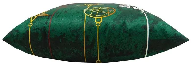 Capa de Almofada Natalina de Suede em Tons Verde 45x45cm - Enfeites Coloridos - Com Enchimento