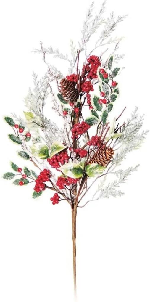 Galho artificial decoração natal pick pinha cereja vermelha
