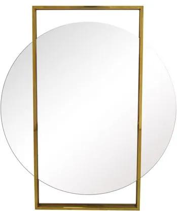 Espelho Moderno Redondo Moldura em Metal Dourado 120 x 90 cm