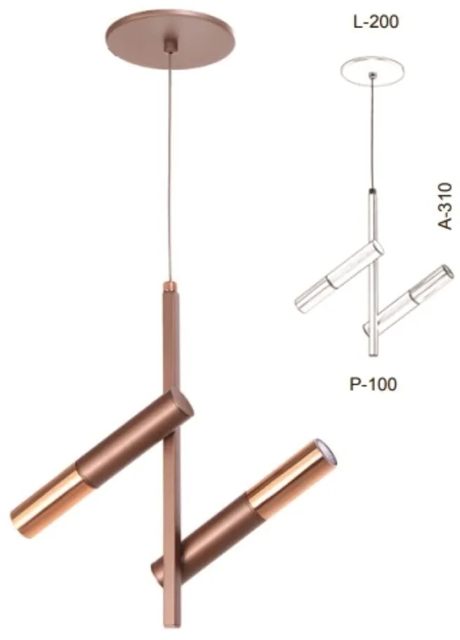 Pendente Vertical Tubinho Articulado 20X10X31Cm Metal 02Xg9 | Old Arti... (COBRE FOSCO)