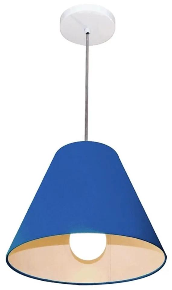 Lustre Pendente Cone Vivare Md-4028 Cúpula em Tecido 25/30x12cm - Bivolt - Azul-Marinho - 110V/220V