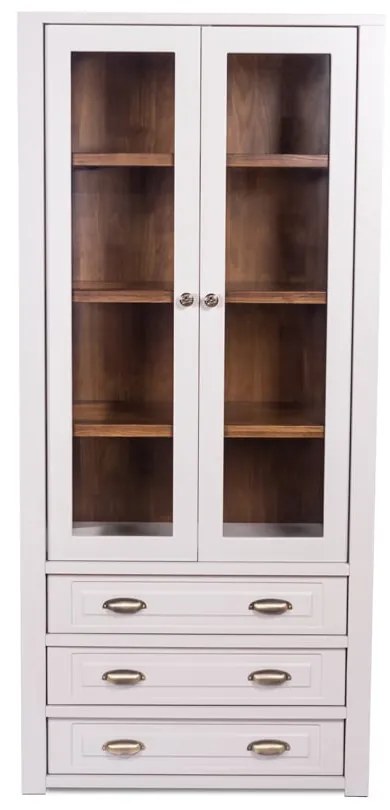 Cristaleira Jordana 2 Portas 3 Gavetas Madeira Maciça Design Clássico