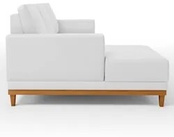 Sofá 200cm 3 Lugares Com Chaise Direito Kayrós D05 Couríssimo Branco -