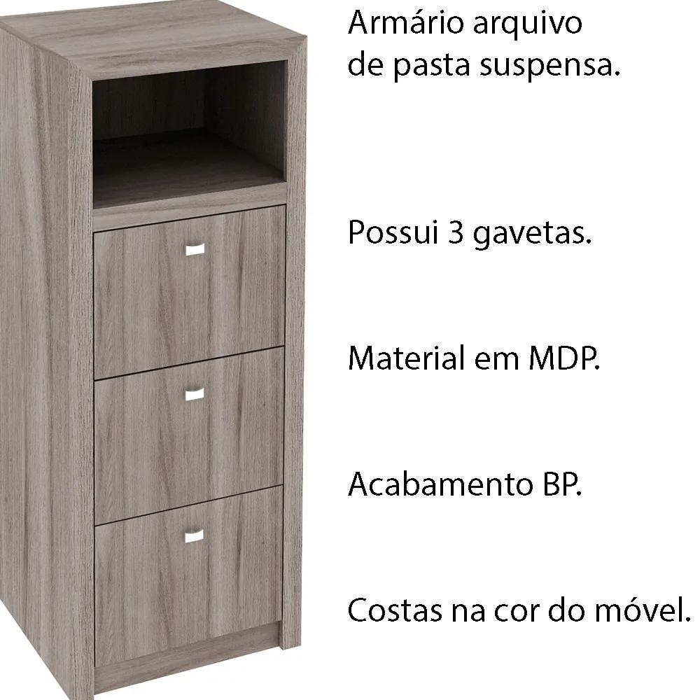 Armário Arquivo para Escritório Home Office ME4118 MDP Carvalho G69 - Gran Belo
