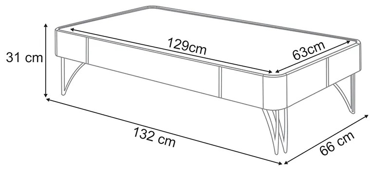 Mesa de Centro Decorativa Rennes Pés de Aço MDP/MDF Off White/Castanho G26 - Gran Belo