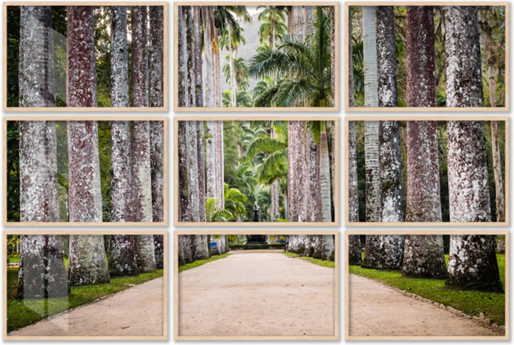 Quadro 120x180cm Painel jardim Botânico Palmeiras Moldura Natural sem Vidro