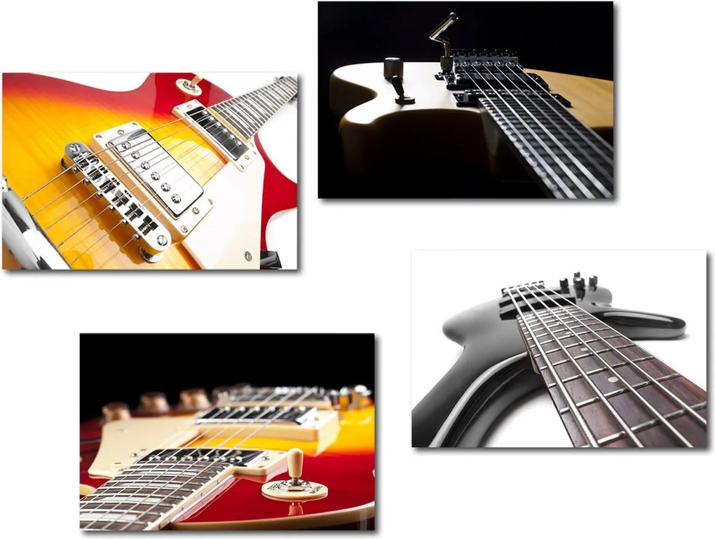 Placa Decorativa Música Guitarra MDF Kit 4un 20x30cm