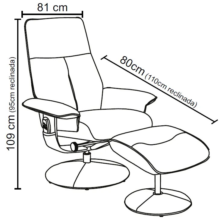 Poltrona de Massagem Reclinável e Giratória Arizona com Apoio de Pés Pu Caramelo G56 - Gran Belo