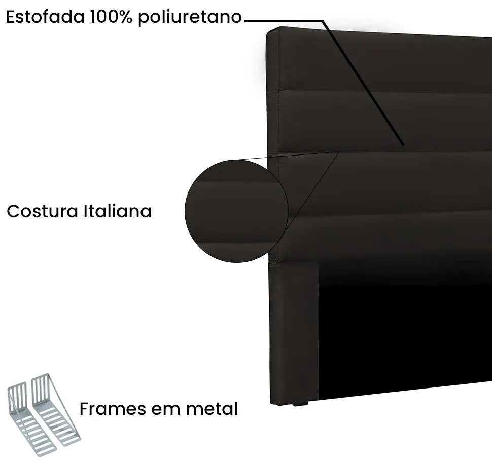 Cabeceira La Italiana Para Cama Box Solteiro 90 cm Corino - D'Rossi - Marrom